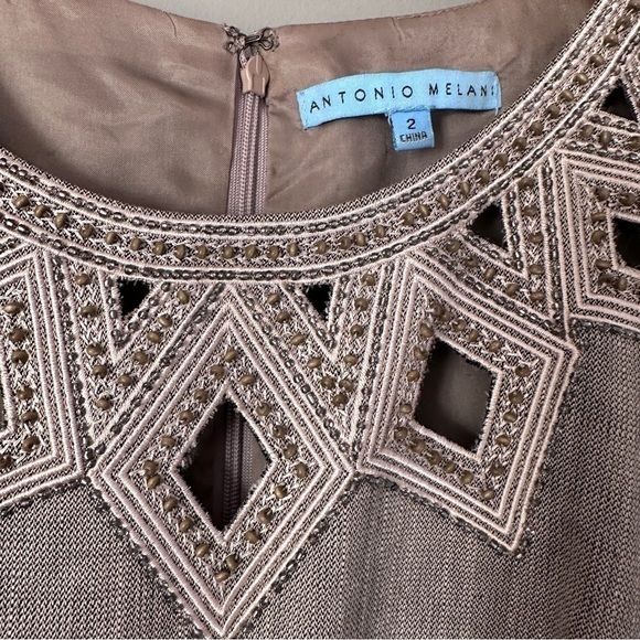 Antonio Melani Tan Beaded Sheath Dress - Picture 4 of 11